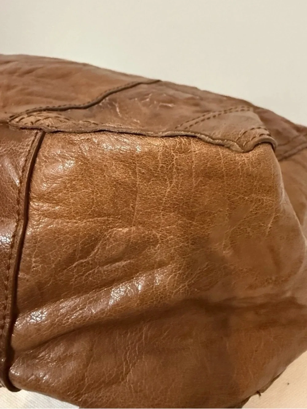 Sam Edelman Tumbled Leather Hobo Shoulder Bag Brown Y2K